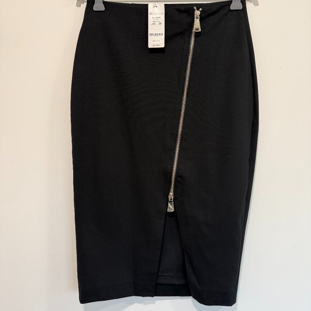 NWT Bebe Asymmetrical Zipper Pencil Skirt Size XS